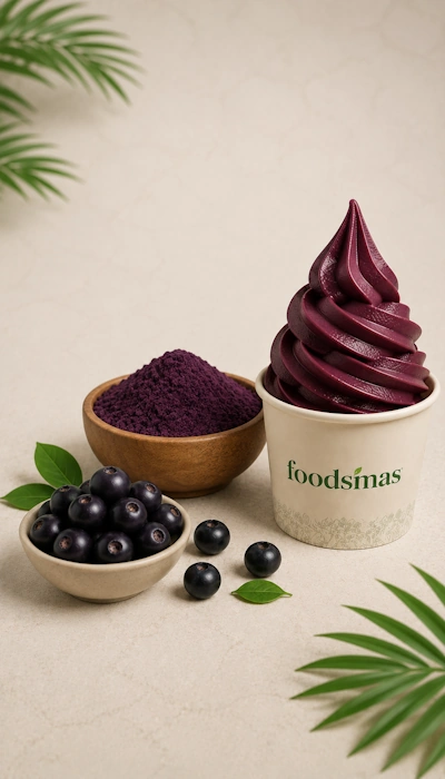 Açaí powder premix for soft serve
