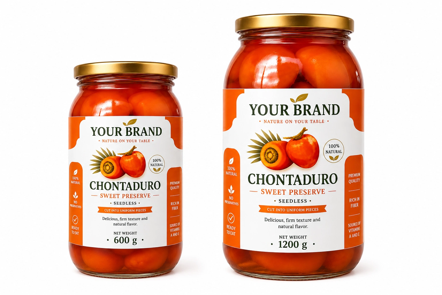 Chontaduro in Preserves — premium FoodsMas glass jar of preserved chontaduro from Guaviare, Colombia